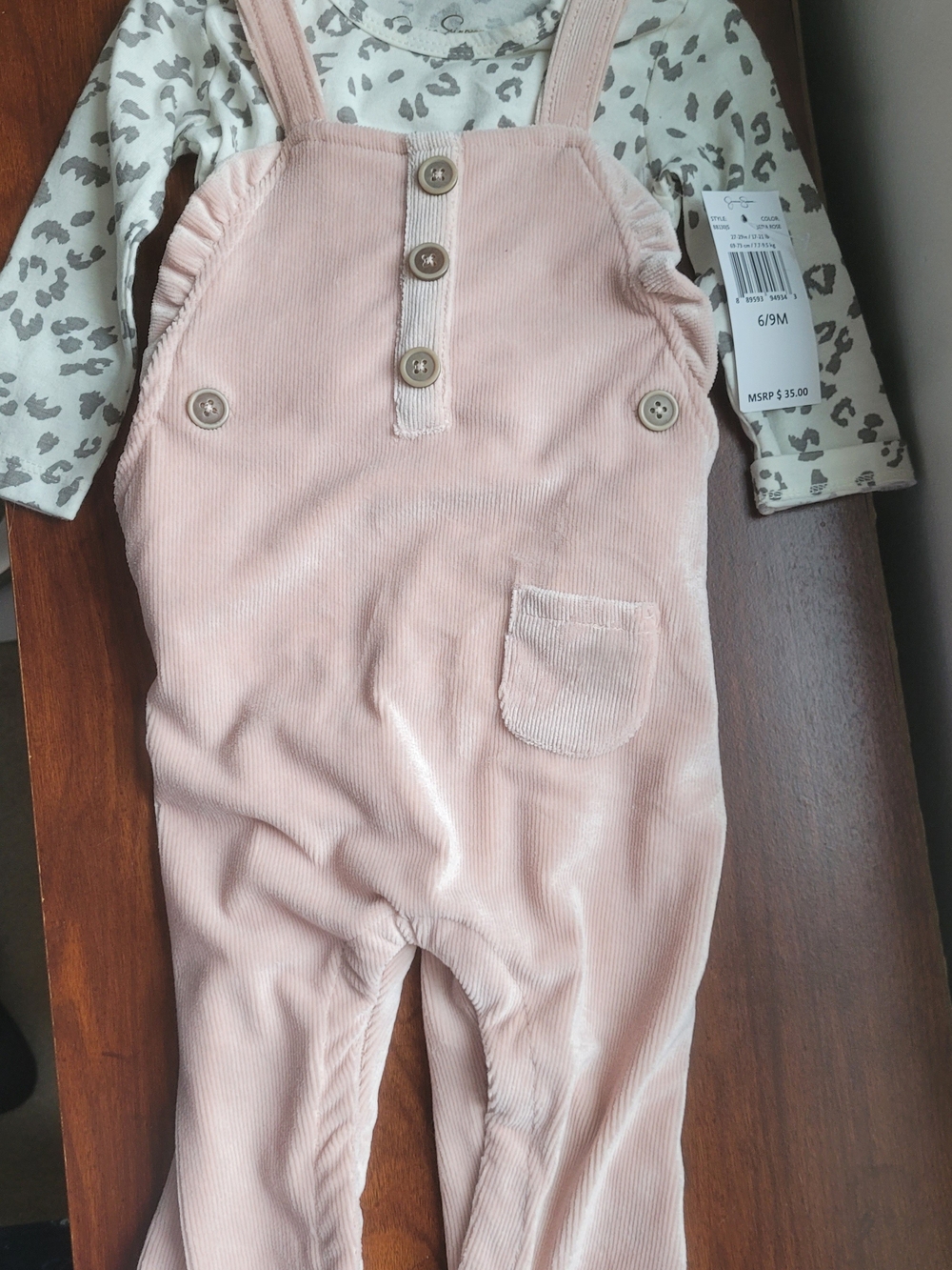 Baby Jessica Simpson NEW Girl 6/9 Pink Corduroy Overalls Long-sleeve NWT